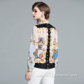 Custom Women Business Office Loose Printed Geometric Blouses